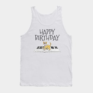 Piano Cat Pianist Birthday Music Teacher Musician Tank Top